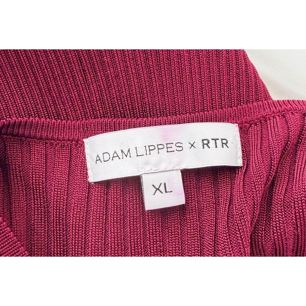 Adam Lippes RTR Geo Knit Midi Dress Burgundy Long Sleeve Midi Dress XL SEE FLAW - Picture 5 of 11